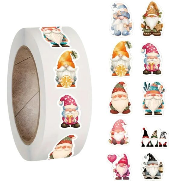 Beautiful Christmas Gnomes Journaling Stickers - Mini Roll of 50