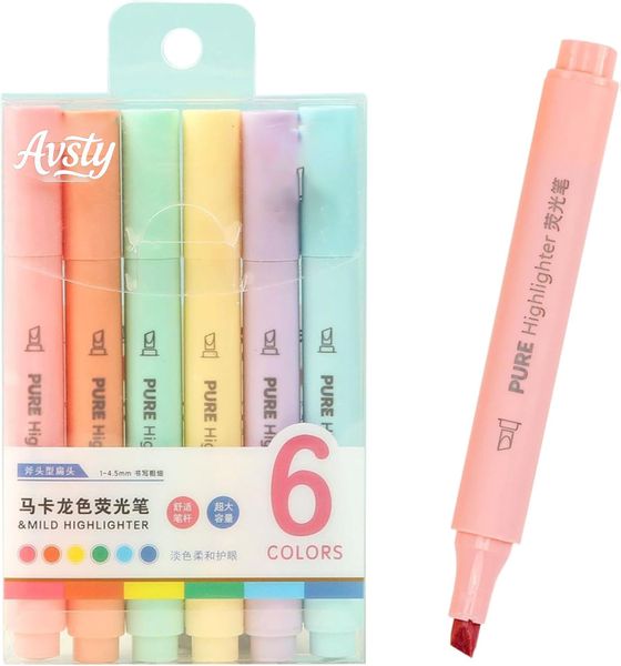 6 Colors Mild-Liner Highlighters | Colorful Soft Set