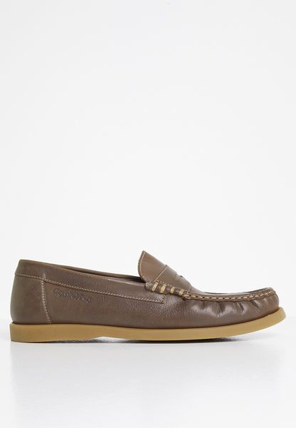 Men's Grasshoppers Deckskin Leather Loafer - Brown