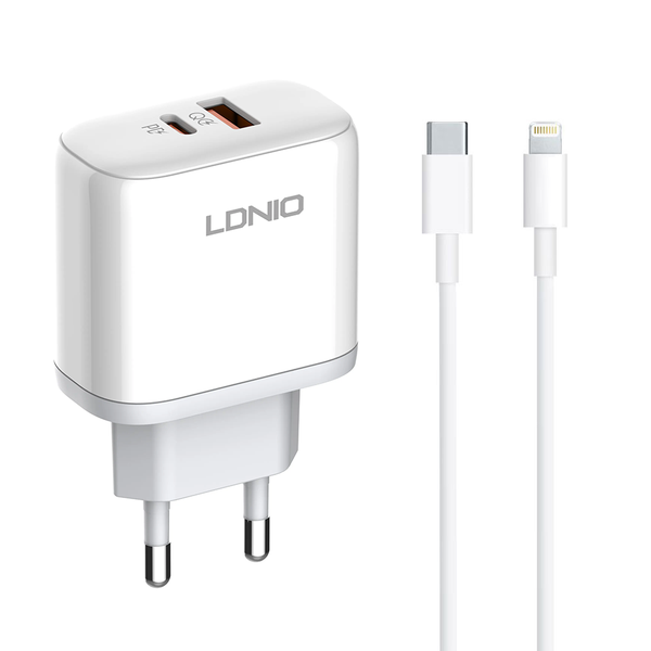 Dual Charger for Your Devices Type C to Lightning ,USB PD+QC fast charging