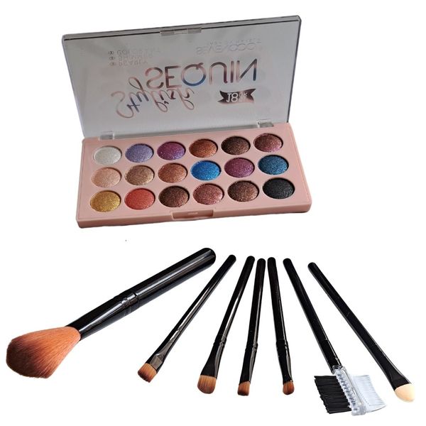 18 color Eyeshadow Palette &amp; 7 Piece Makeup Brushes