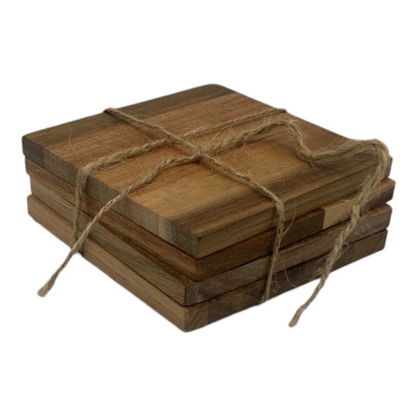 Coasters 10x10cm 4Pc Acacia Wooden Square
