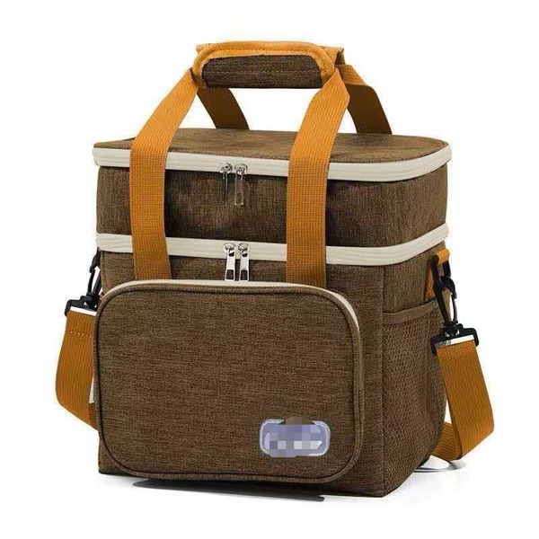 Bt028-Double Waterproof Hot or Cold Lunch Cooler Bag with Strap-Brown
