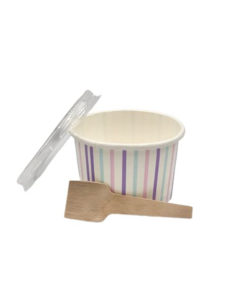 Ice Cream Tub Multi-Colour 120ml/7cm Ice Cream Scoop With Flat Lid- 25 pack