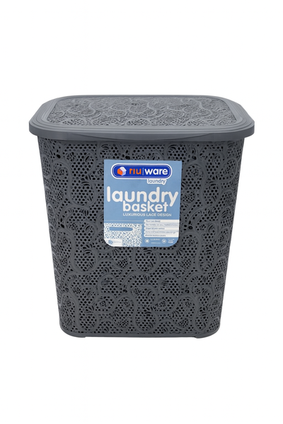 nuware - Elegant Lace Laundry Basket : 45Lt White