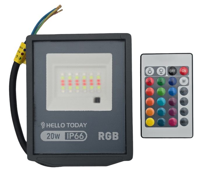 Hello Today RGB LED Flood Light With Remote 20W - 4 Pack
