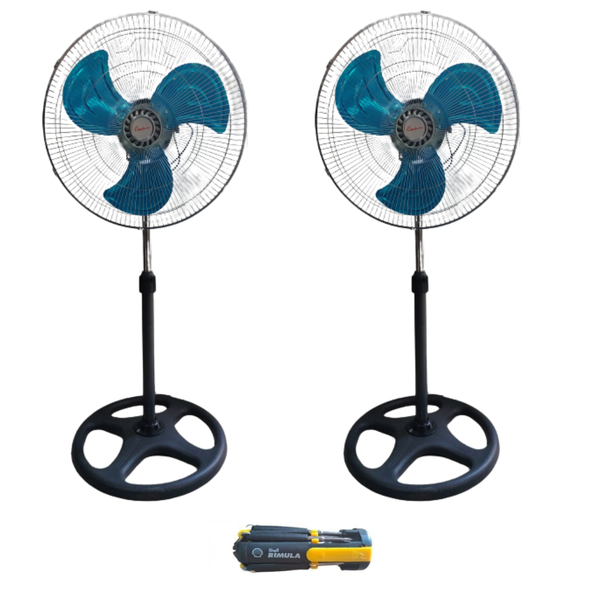 Fan 18 Inch Two Standing Fans &amp; Blue Steel Blade With Free Screwdriver Set