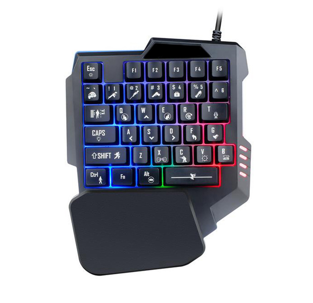 USB Computer Mobile phone RGB one-handed keyboard game portable keyboard