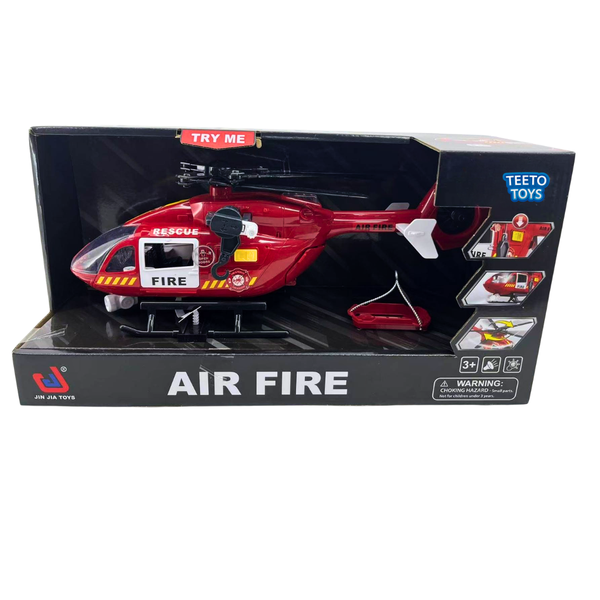 Fire Rescue Helicopter Toy with Lights Sound and Winch - Toys for Boys