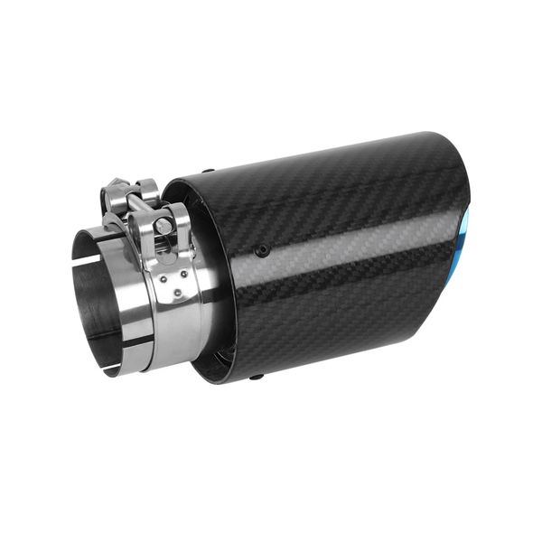 Carbon Fiber Car Exhaust Tip with LED Red Light SS Universal Muffler Tip