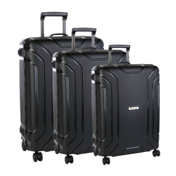Cellini Safetech Trolley Luggage 3 Piece Set - Steel Black
