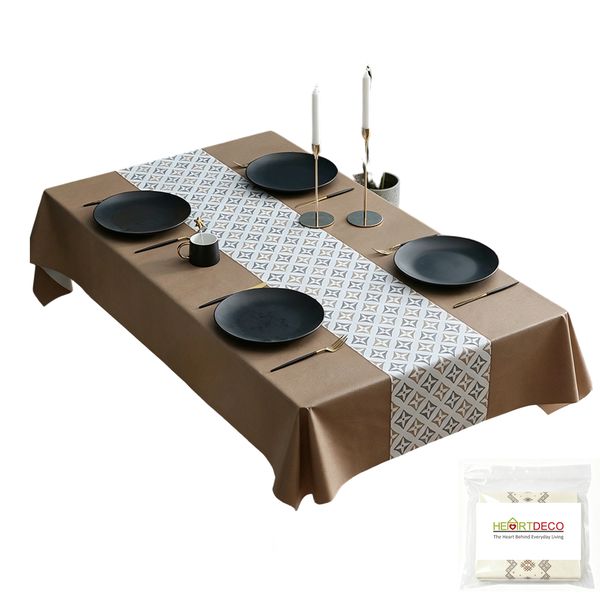 Heartdeco Waterproof &amp; Heat-Resistant PVC Table Mat 140×180 cm-White