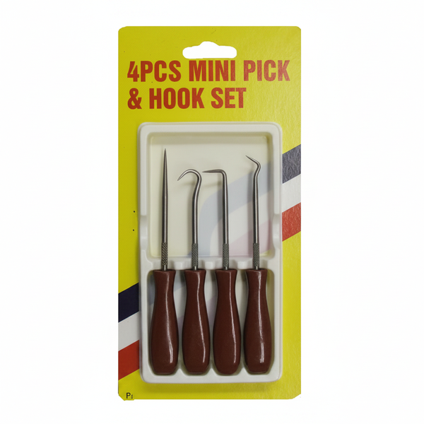 Stainless Steel Pick and Hook Set - 4 Precision Tools for Intricate Work
