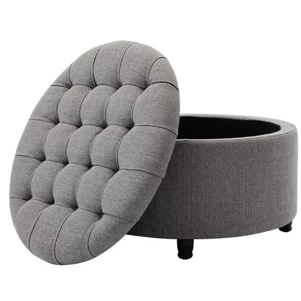 28'' Penna Wide Tufted Round Storage Ottoman