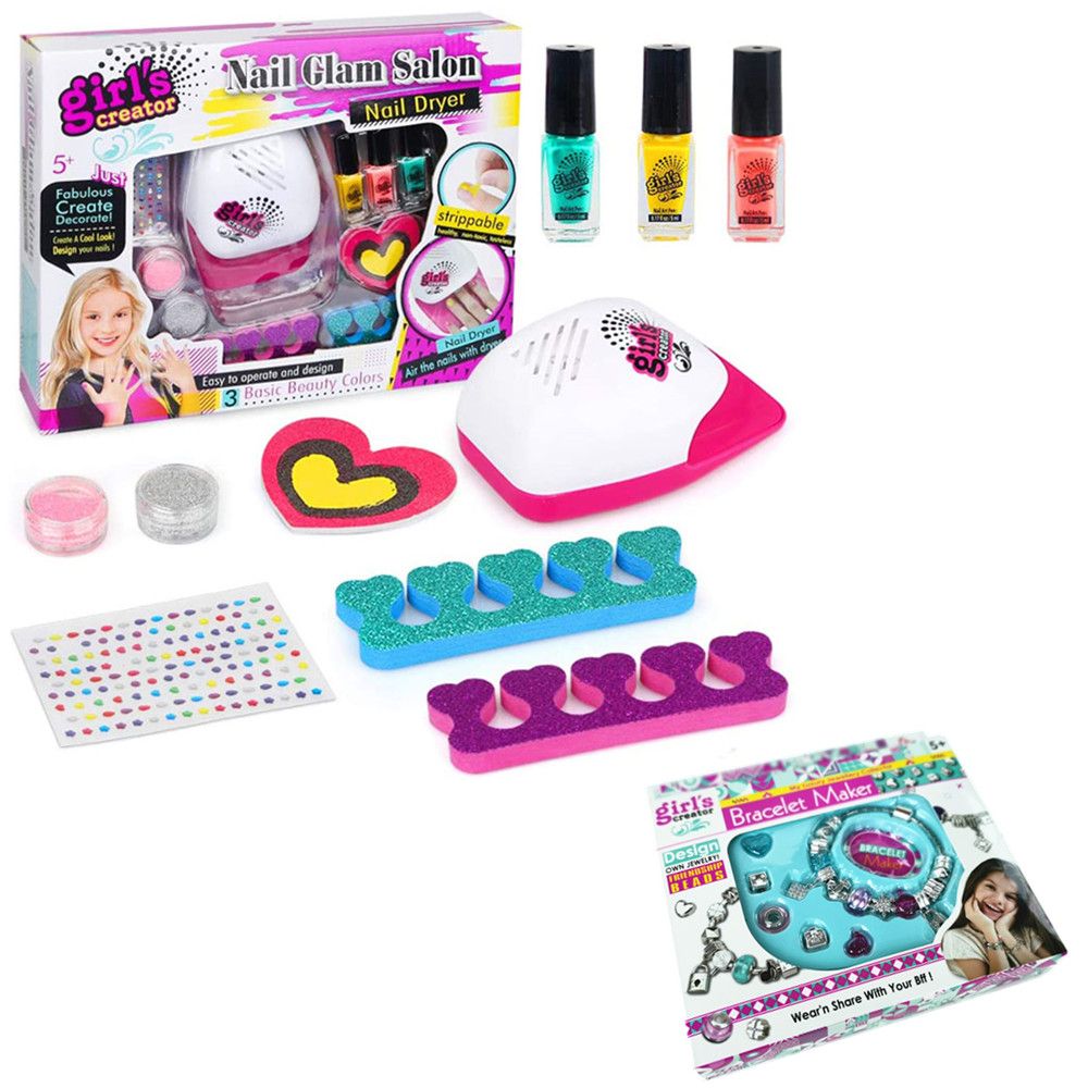 Nail Glam Salon -Medium + Girl's Toy Bracelet - DIY Plastic Beaded ...