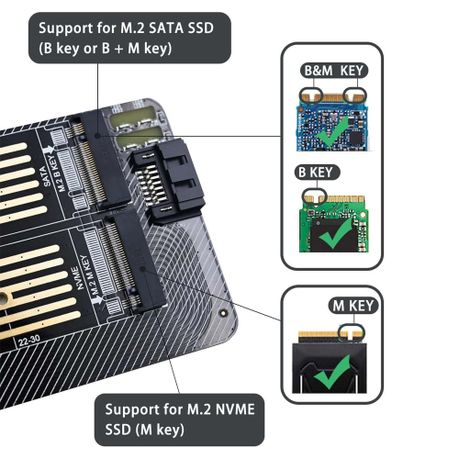 M.2 PCIE Adapter for SATA NVME M/B Key SSD Internal X4 X8 16