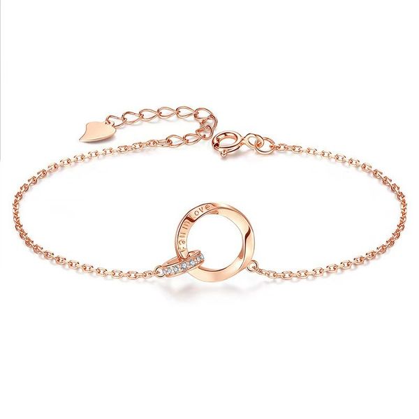 Möbius Twin Ring Bracelet [Rose Gold]-Adjustable, For Women