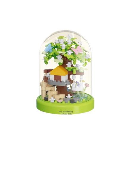 Four Seasons Green Shade Tree House building block toy ornaments