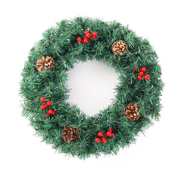 Christmas Wreath With Snowy White Tips, Decorative Berries &amp; Pine Cones