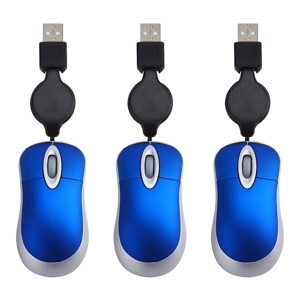 3 Pcs Retractable Mouse Corded Mouse Mini Mouse Usb Optical Mouse