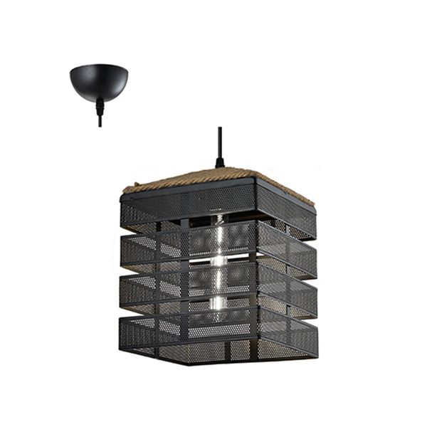Mesh Square Pendant - Black - E27 - 1x60w