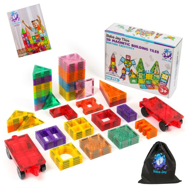 Baba Jay Magnetic Toy Diamond Tiles - 100 Pieces