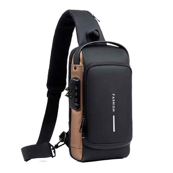 Crossbody Shoulder Bag For Men Anti-Theft PU Leather - Black