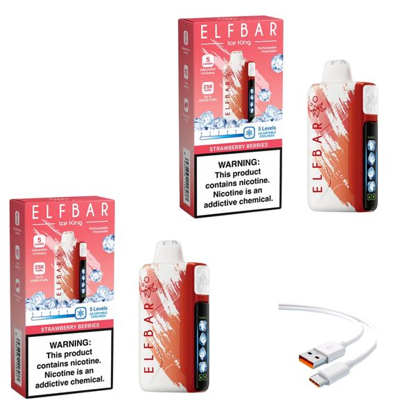 Elfbar Ice King 25k Strwberry Berries+DiscoVape Charging Cable (Pack of 2)