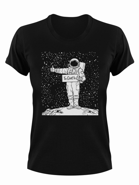 Astronaut Hitch Hiking to Earth Space T-Shirt