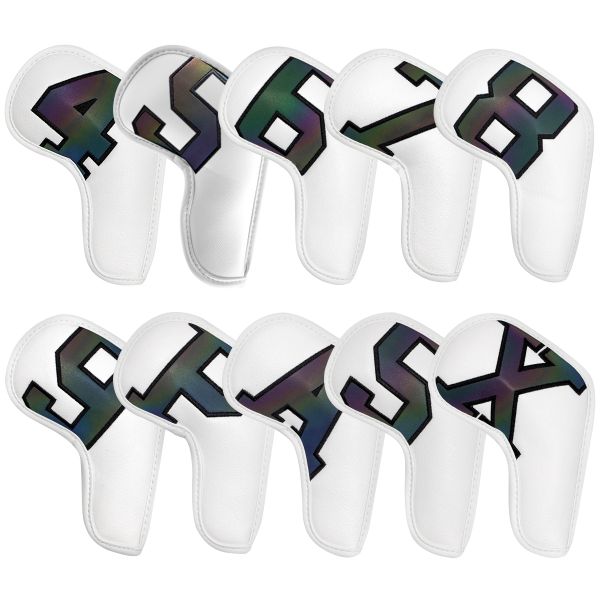 Hurriaj Golf Iron Club Head Covers - Set of 10 Colourful PU Leather Sleeves
