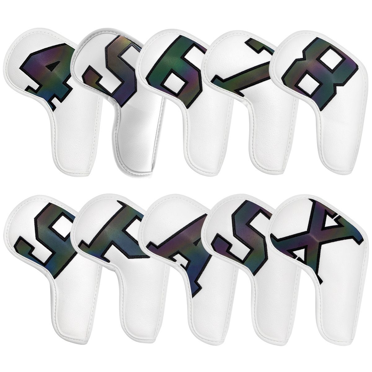 Hurriaj Golf Iron Club Head Covers - Set of 10 Colourful PU Leather Sleeves