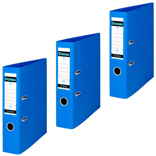 Donau Lever Arch File 75mm, Blue (Pack of 3)