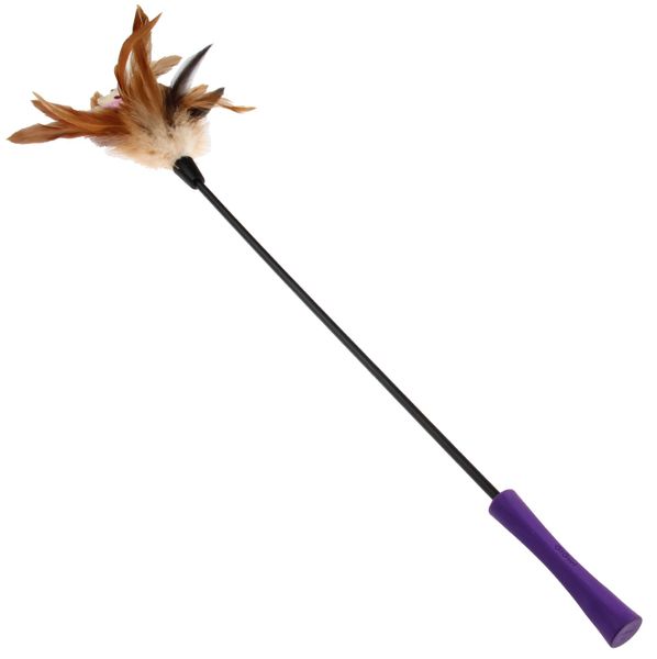 UrbanPets - Natural Feather Cat Toy Feather Wand Wire Chaser Wand Teaser
