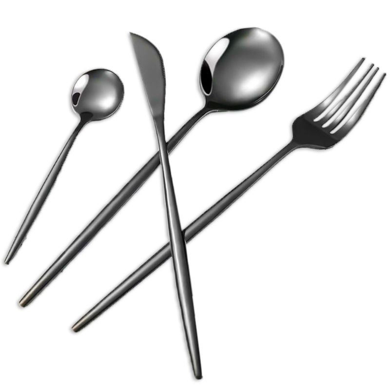 LMA Authentic 24 Piece Flatware Dinner Set - Charcoal Black | Shop ...