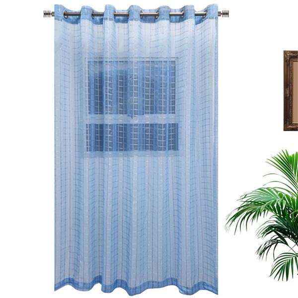 Matoc Designs Readymade Curtain - Grid Voile - White - Eyelet