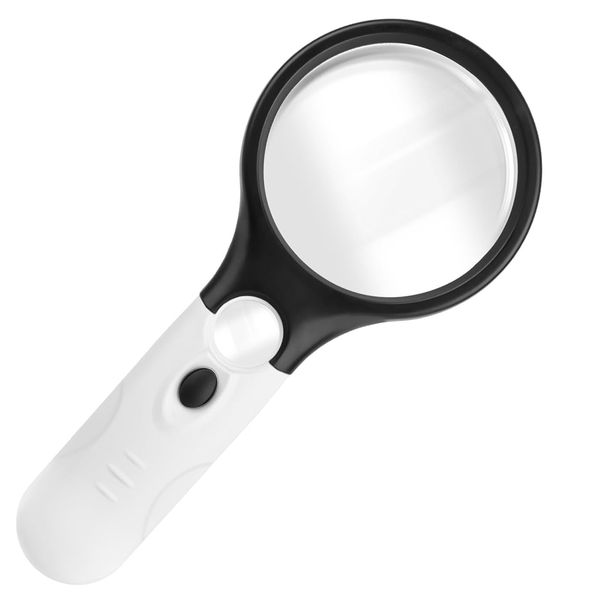 Magnifying Glass with 3 LED Light 3X 45X Hand Magnifier with Double Lens