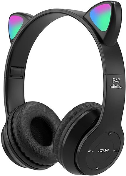 Kids Cat Ear Bluetooth Wireless Headphones Black