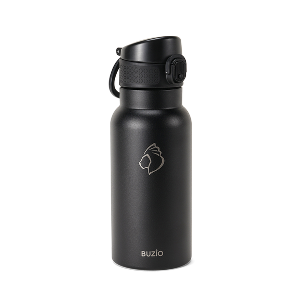 BUZIO 532ml Insulated Double Wall Stainless Steel Water Bottle Black