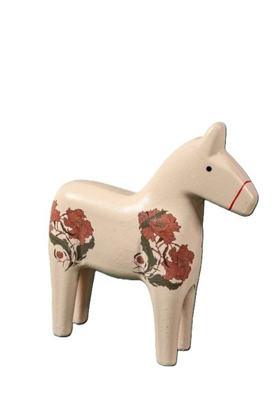 Vintage Painted Horse Statue, 17x19cm