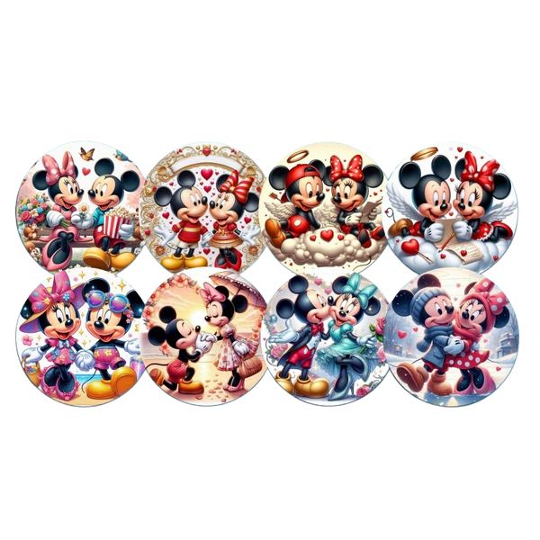 Mickey and Minnie Mouse Wooden Coaster Set - 8 Pieces