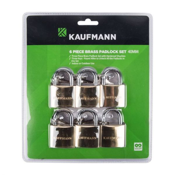 Kaufmann - Brass Lock - Set 6 Piece - 30mm - 3 Pack