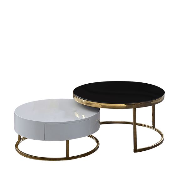 Jupiter Glass Top Coffee Table – Black &amp; White Gold