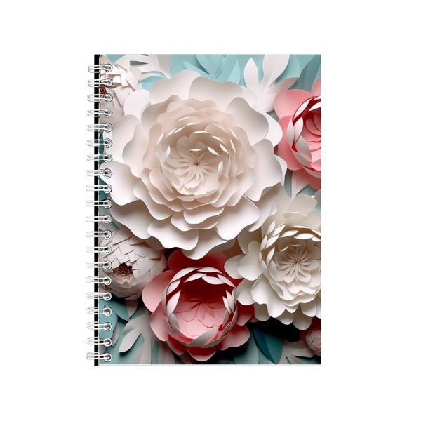 3D White Pink And Teal Peonies 2 Notebook Gift Idea Notepad Pad 107