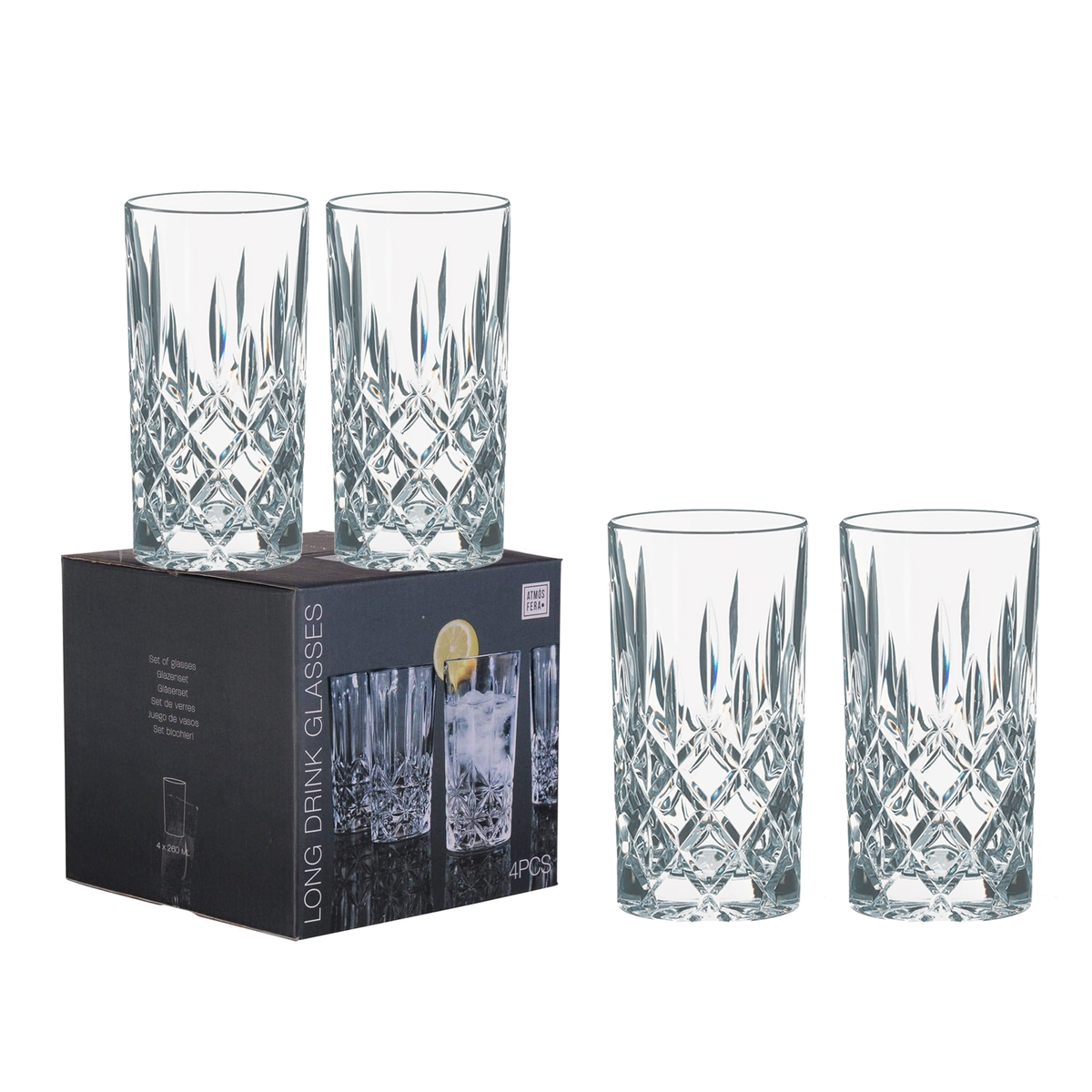 Diamond Cut Drinking Glasses Set of 4 300ml Shop Today Get it