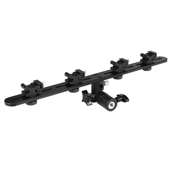 Four Hot Shoes Flash Light Stand Bracket with Umbrella Holder Swivel Mount