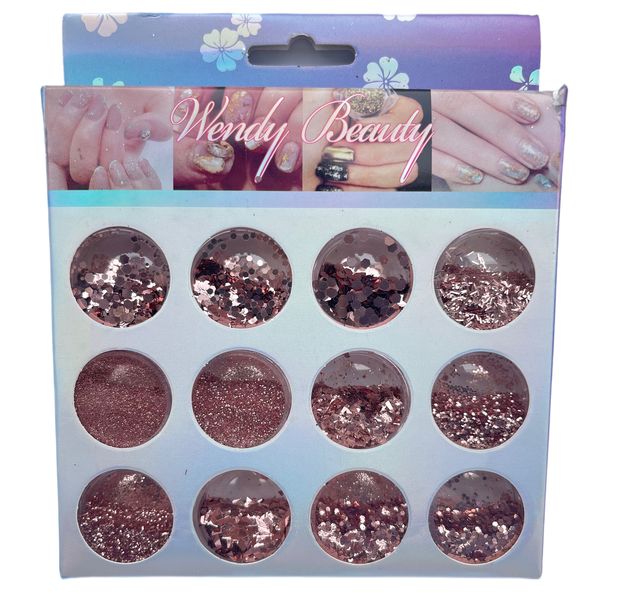 Wendy Beauty 12 Design Nail Decorations Kit Nail Art Rose Gold