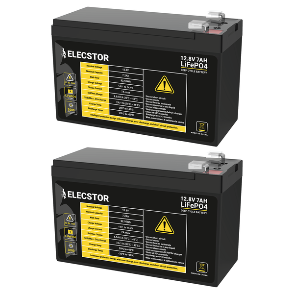 Elecstor 12V 7A LIFEPO4 Battery Twin Pack