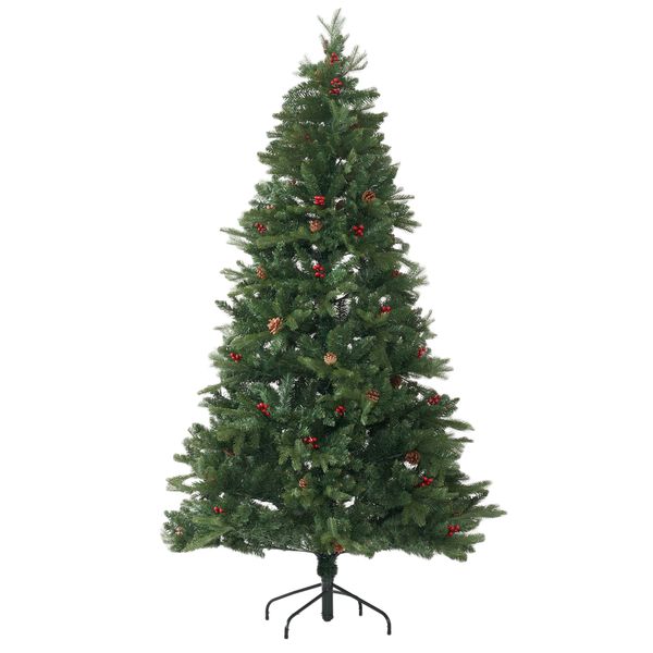 Tinsel &amp; Timber Greenwood Pine Needle Christmas Tree with Red Cherries