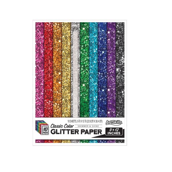 Sparkle Glitter Craft Paper - Assorted Colors (10 Sheets)