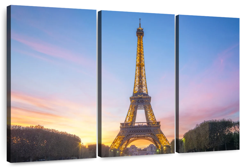 Canvas Art - Paris Eifel Tower 3 Piece Canvas Wall Art Decor